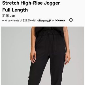 Lululemon Stretch High Rise Joggers - Size 10